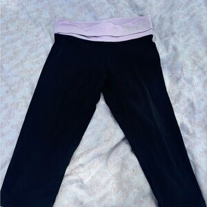 Victoria's Secret Black Capri Leggings with Lavender Waistband